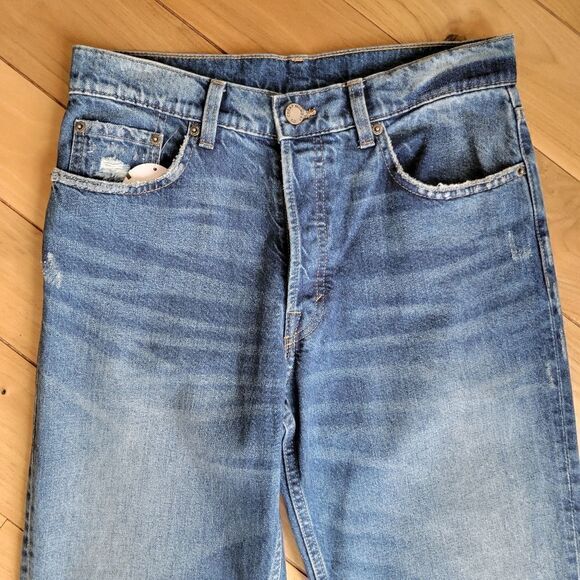 Cheap Monday "Sound" Straight Distressed Cropped Jeans size 27 - Picture 3 of 13